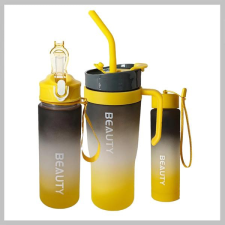  3 in 1 bögre és palack szívószállal 1200ml   BD13WZ3 sárga-fekete bögrék, csészék