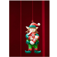 3 manófenyő díszkészlet, 12 cm, gyanta, többszínű karácsonyfadísz