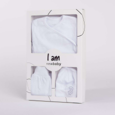  3-részes baba együttes újszülötteknek New Baby I AM fehér, vel. 62 (3-6 h)