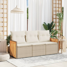  3 részes bézs polyrattan kerti ülőgarnitúra párnákkal kerti bútor