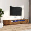  3 részes füstös tölgy színű fa TV-szekrény szett LED-lámpákkal