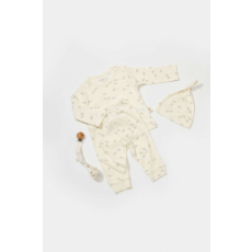  3 részes készlet: blúz, nadrág és kalap Printed, BabyCosy, 50% modál + 50% pamut, Ecru (Méret: 18-24 hónap)
