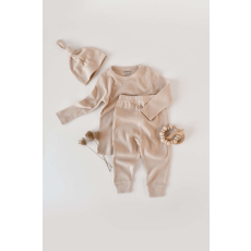  3 részes készlet: hosszú ujjú blúz, hosszú nadrág és organikus és modális pamut sapka - Blush, BabyCosy (méret: 18-24 hónap)