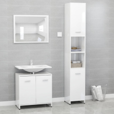  3 részes magasfényű fehér forgácslap fürdőszobai bútorszett fürdőszoba bútor