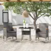  3 részes szürke polyrattan kerti étkezőgarnitúra