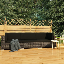 3 részes szürke polyrattan kerti kanapészett párnákkal kerti bútor