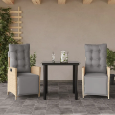  3 részes vegyes bézs polyrattan kerti étkezőgarnitúra párnákkal kerti bútor