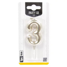  3-s szám gyertya ARANY 6 cm party kellék