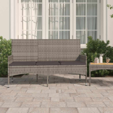 3 személyes szürke polyrattan kerti kanapé párnával kerti bútor