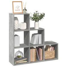   3 szintes betonszürke fa térelválasztó könyvespolc 99x29x99 cm bútor