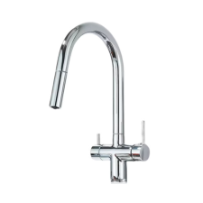  3 utas csaptelep, kihúzható zuhanyfejjel víztisztítóhoz matt króm csaptelep