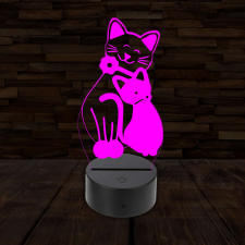  3D LED lámpa - Cica anya-lánya világítási kellék