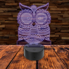  3D LED lámpa - Mandala bagoly világítási kellék