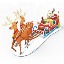  3D puzzle: Rénszarvas szánnal, ledes világítással puzzle, kirakós