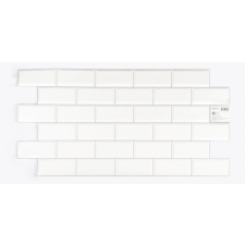3D PVC falpanel Fényes fehér metrócsempe mintás szürke fugával tapéta, díszléc és más dekoráció
