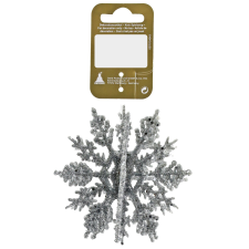  3D-s hópehely karácsonyfadísz csillogó ezüst 10 cm karácsonyfadísz