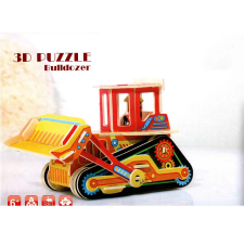  3D színes fa makett, buldózer puzzle, kirakós