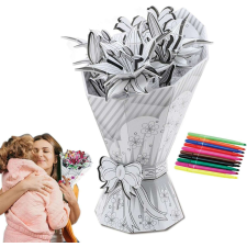 3D virágos puzzle,papír virág ,festhető 10db filcel kreatív és készségfejlesztő