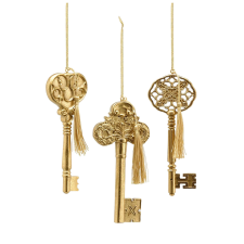 3db karácsonyfadísz készlet Enchanted Key, 19 cm, arany karácsonyfadísz