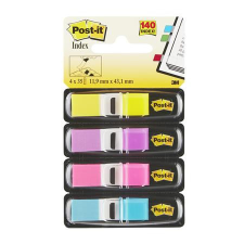 3M Jelölőcímke, műanyag, 4x35 lap, 12x43 mm, 3M POSTIT, élénk vegyes post-it