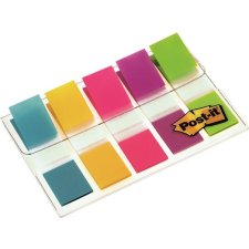 3M POSTIT Jelölőcímke, műanyag, 5x20 lap, 12x43 mm, 3M POSTIT, vegyes post-it