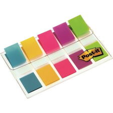 3M POSTIT Jelölőcímke, műanyag, 5x20 lap, 12x43 mm, 3M POSTIT, vegyes post-it