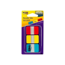 3M POSTIT Jelölőcímke, műanyag, megerősített, 3x22 lap, 25x38 mm, 3M POSTIT, vegyes post-it