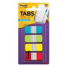 3M POSTIT Jelölocímke, műanyag, megerosített, 4x10 lap, 16x38 mm, vegyes színek irattartó