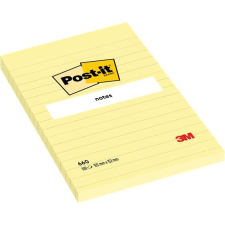  3M POSTIT Öntapadó jegyzettömb, 102x152 mm, 100 lap, vonalas, 3M POSTIT, sárga jegyzettömb
