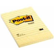 3M POSTIT Öntapadó jegyzettömb, 102x152 mm, 100 lap, vonalas, 3M POSTIT, sárga post-it