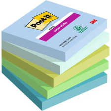  3M POSTIT Öntapadó jegyzettömb, 76x76 mm, 5x90 lap, 3M POSTIT &quot;Super Sticky Oasis&quot;, vegyes színek jegyzettömb