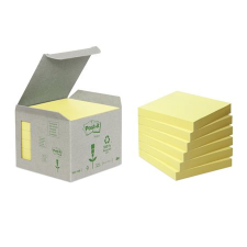 3M POSTIT öntapadó jegyzettömb, 76x76 mm, 6x100 lap, környezetbarát, 3m postit, sárga 7100172252 jegyzettömb