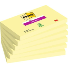 3M POSTIT Öntapadó jegyzettömb csomag, 76x127 mm, 6x90 lap, 3M POSTIT Super Sticky, kanári sárga (LP6556SSCYEU) jegyzettömb