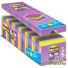 3M POSTIT Öntapadó jegyzettömb csomag, 76x76 mm, 24x90 lap, "Super Sticky", vegyes jegyzettömb