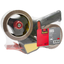 3M Scotch® Csomagolószalag adagoló + 2 tekercs Scotch® univerzális szalag, 50 mm × 66 m ragasztószalag és takarófólia