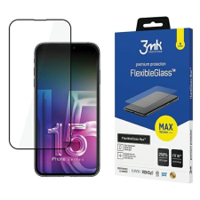 3MK FlexibleGlass Max iPhone 15 6.1&quot; fekete, hibrid üveg megerősített élekkel mobiltelefon kellék