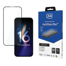 3MK HardGlass Max edzett üveg kijelzővédő fekete szegéllyel iPhone 16 mobiltelefon kellék