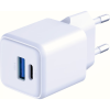 3MK Hyper GaN USB Type-A / USB Type-C Hálózati töltő adapter 20W - Fehér (5903108640084)