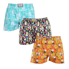  3PACK férfi bő szárú boxeralsók Styx art klasszikus gumipánt többszínű (3A11847) M