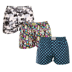  3PACK férfi bő szárú boxeralsók Styx art klasszikus gumipánt többszínű (3A11871) XL