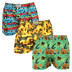  3PACK férfi bő szárú boxeralsók Styx art klasszikus gumipánt többszínű (3A12579) L