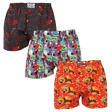  3PACK férfi bő szárú boxeralsók Styx art klasszikus gumipánt többszínű (3A15245) M