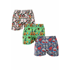  3PACK férfi bő szárú boxeralsók Styx art klasszikus gumipánt többszínű (3A15367) L