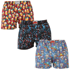  3PACK férfi bő szárú boxeralsók Styx art klasszikus gumipánt többszínű (3A18456) M