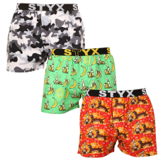  3PACK férfi bő szárú boxeralsók Styx art sportos gumipánt többszínű (3B13497) M