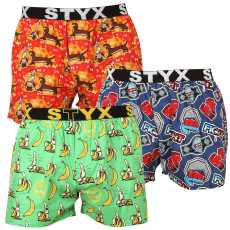  3PACK férfi bő szárú boxeralsók Styx art sportos gumipánt többszínű (3B13946) M