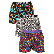  3PACK férfi bő szárú boxeralsók Styx art sportos gumipánt többszínű (3B14051) L