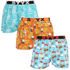  3PACK férfi bő szárú boxeralsók Styx art sportos gumipánt többszínű (3B16476) M