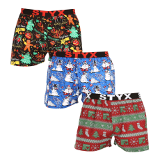  3PACK férfi bő szárú boxeralsók Styx art sportos gumipánt többszínű (3B16814) M