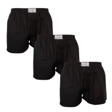  3PACK férfi bő szárú boxeralsók Styx klasszikus gumipánt fekete (3A0960) L férfi alsó